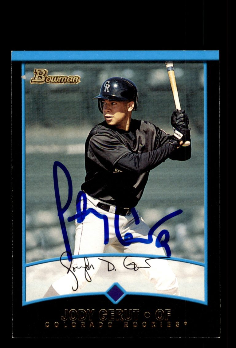 Signed Baseball Card Auto Jody Gerut 2001 Bowman #223 Colorado Rockies