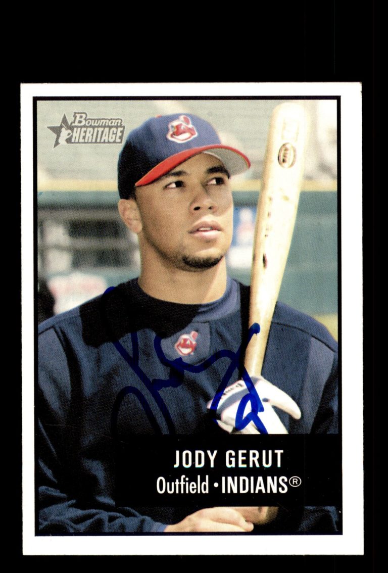 Signed Baseball Card Auto Jody Gerut 2003 Bowman Heritage #72 Cleveland Indians