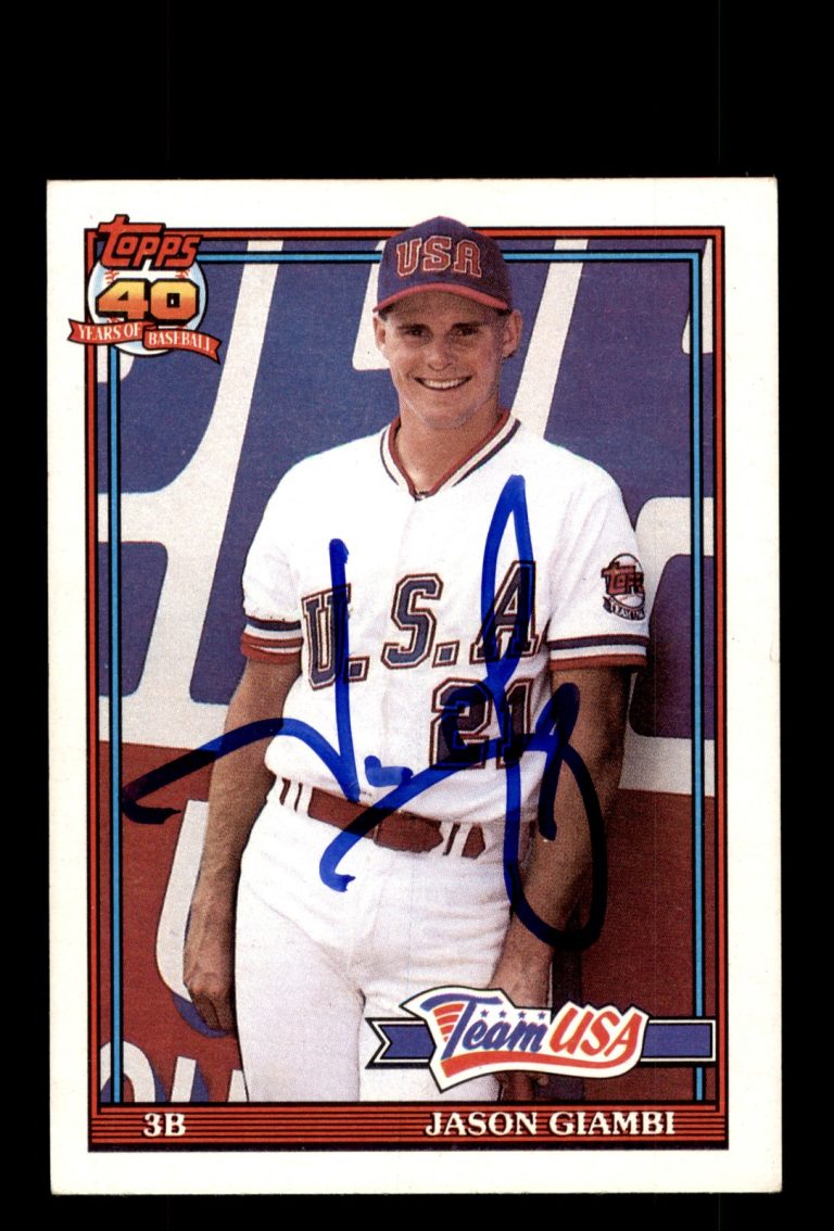 Signed Baseball Card Auto Jason Giambi 1991 Topps Traded #45T