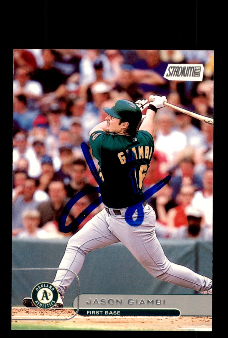 Signed Baseball Card Auto Jason Giambi 2002 Topps Stadium Club #69 A's
