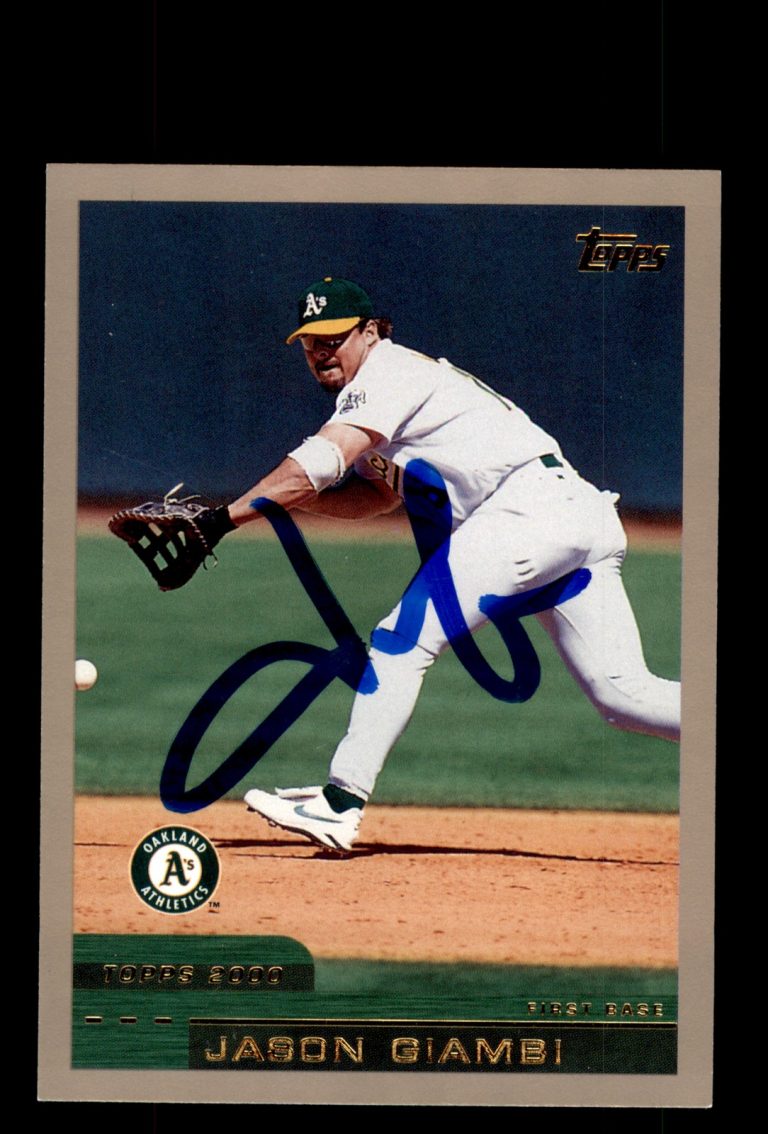 Signed Baseball Card Auto Jason Giambi 2000 Topps #199 Oakland Athletics