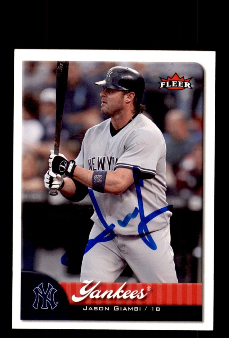 Signed Baseball Card Auto Jason Giambi 2007 Fleer #121 New York Yankees
