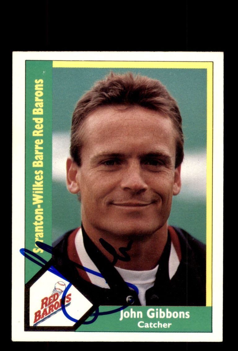 Signed Baseball Card Auto John Gibbons 1990 CMC #236 Scranton Wilkes-Barre