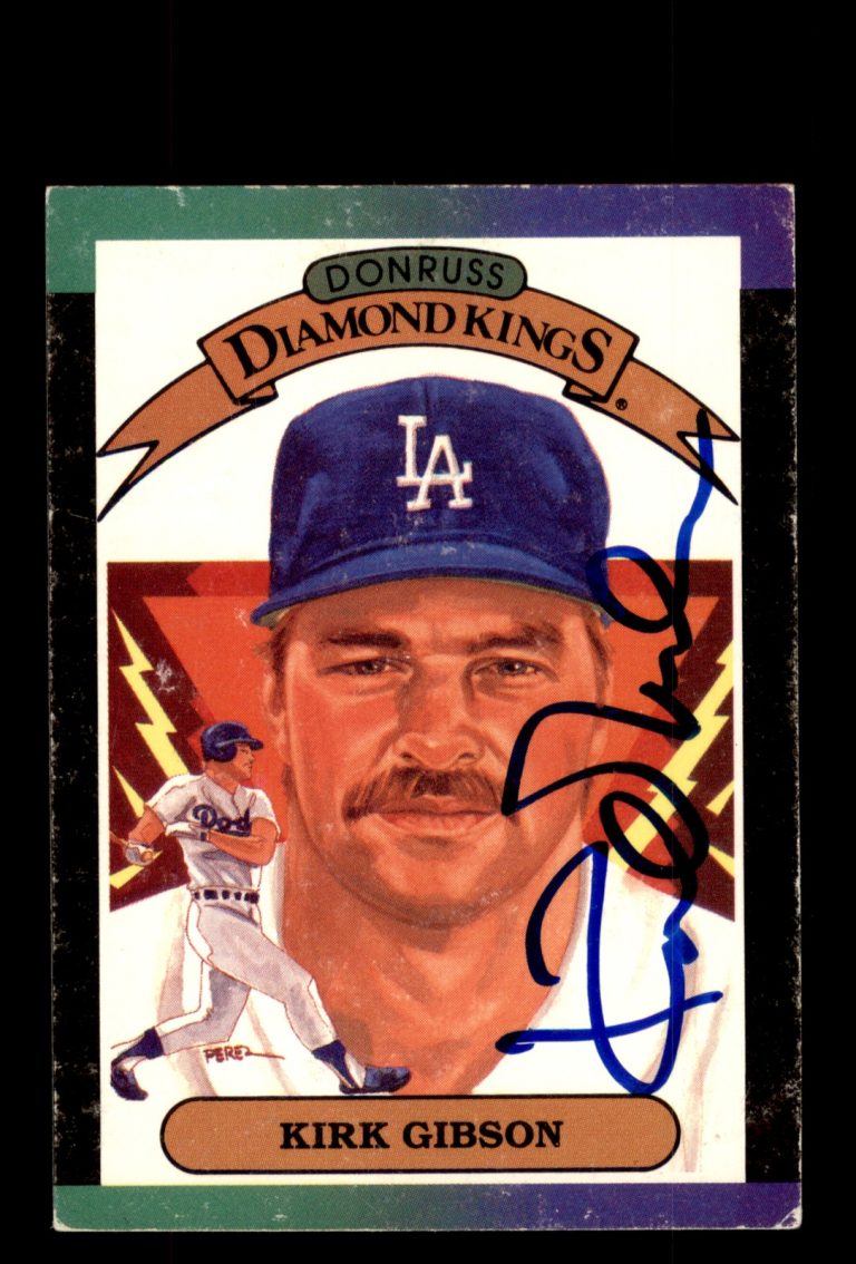 Signed Baseball Card Auto Kirk Gibson 1989 Donruss Diamond Kings #15 Dodgers