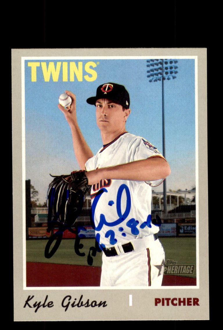 Signed Baseball Card Auto Kyle Gibson 2019 Topps Heritage #661 Minnesota Twins