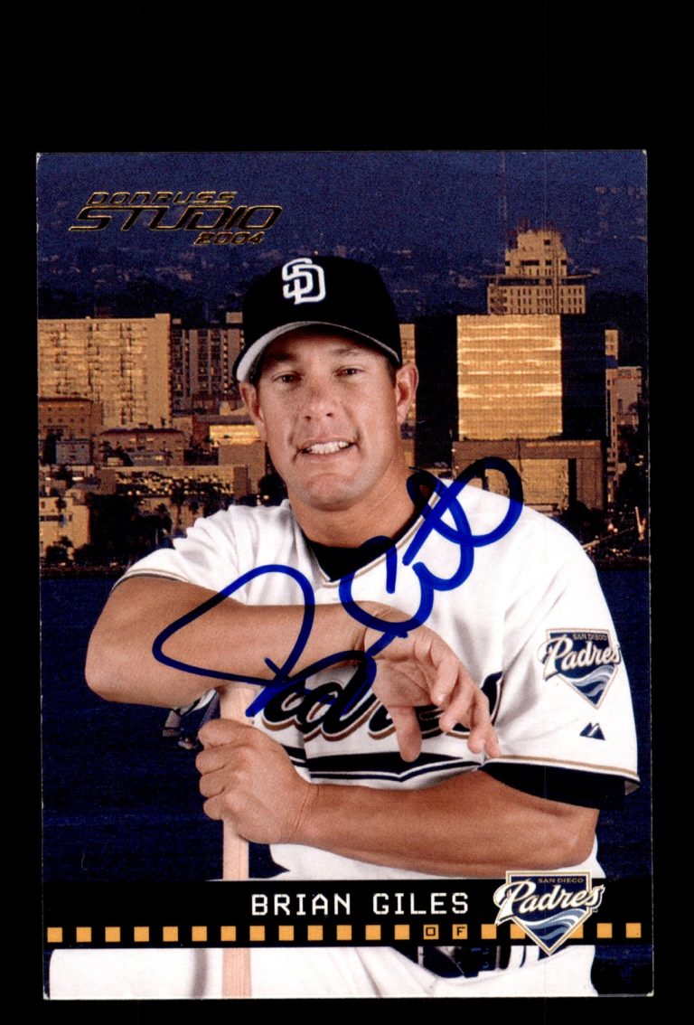 Signed Baseball Card Auto Brian Giles 2004 Donruss Studio #158 San Diego Padres