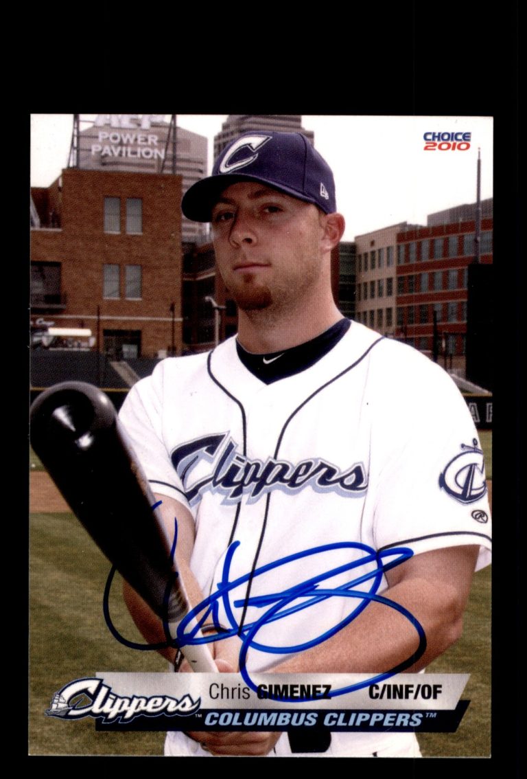 Signed Baseball Card Auto Chris Gimenez 2010 Choice Columbus Clippers