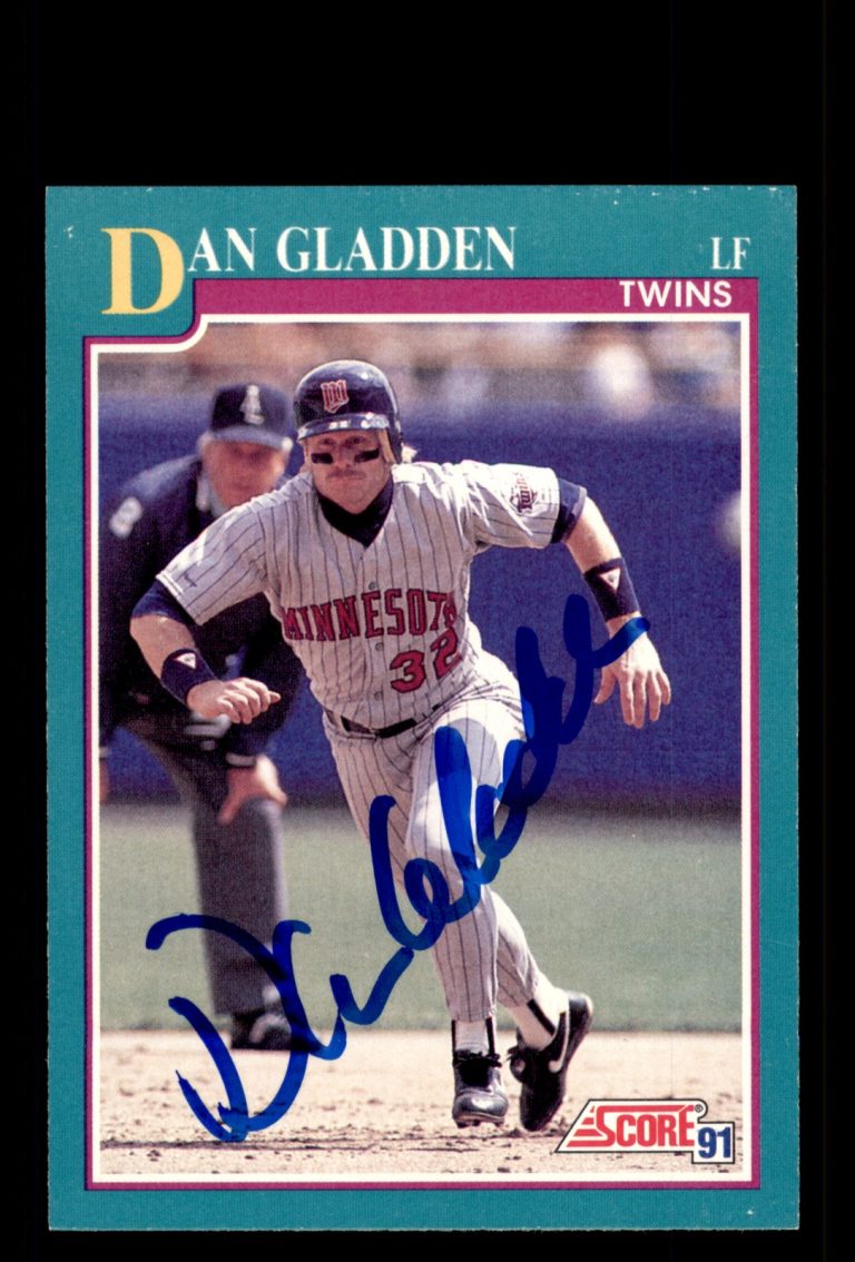 Signed Baseball Card Auto Dan Gladden 1991 Score #163 Minnesota Twins