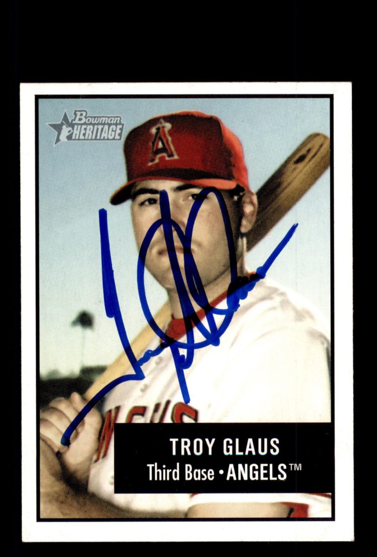 Signed Baseball Card Auto Troy Glaus 2003 Bowman Heritage #15 Anaheim Angels