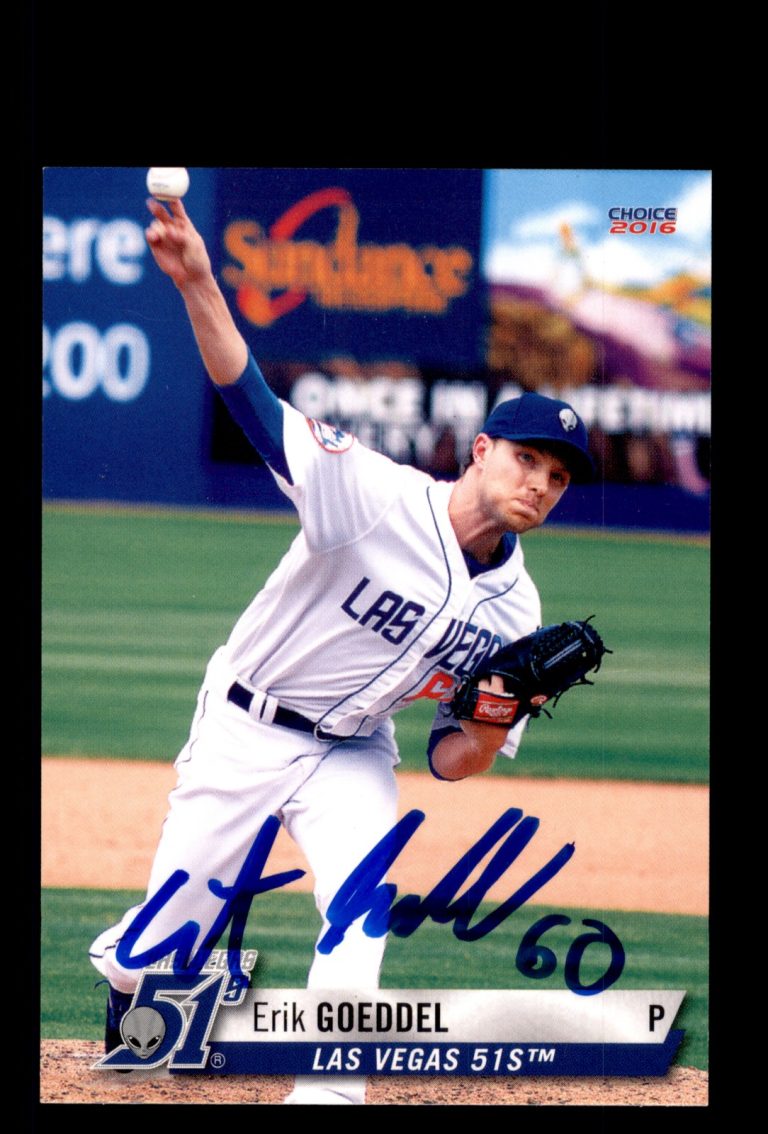 Signed Baseball Card Auto Erik Goeddel 2016 Choice Las Vegas 51s