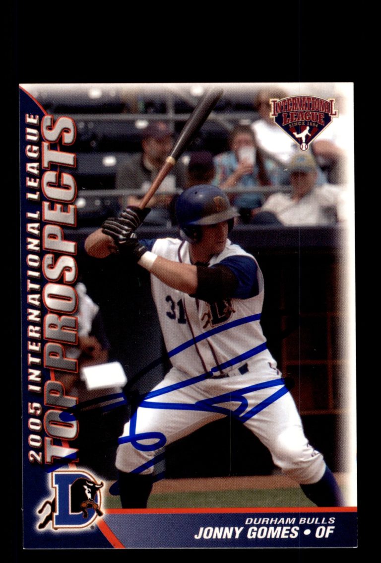 Signed Baseball Card Auto Jonny Gomes 2005 International League Top Prospects