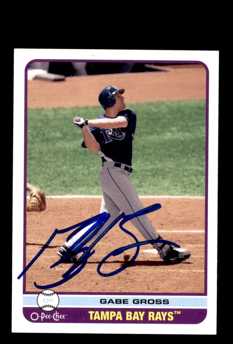 Signed Baseball Card Auto Gabe Gross 2009 O-Pee-Chee #44 Tampa Bay Rays