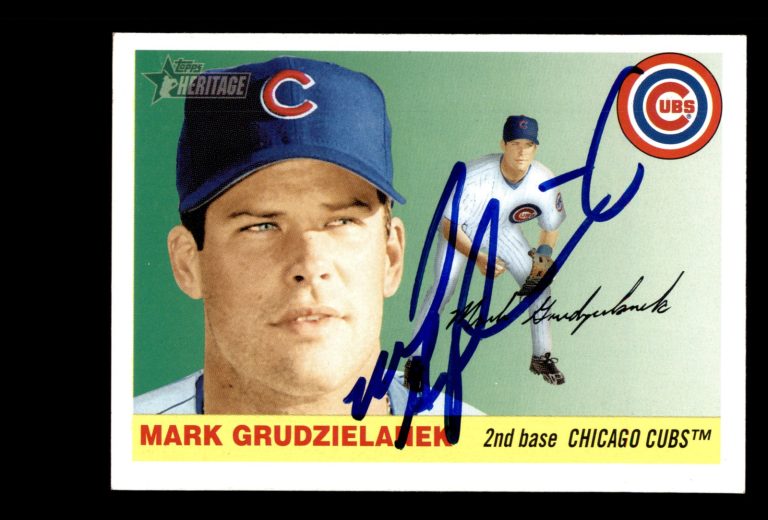 Signed Baseball Card Auto Mark Grudzielanek 2004 Topps Heritage #138 Cubs