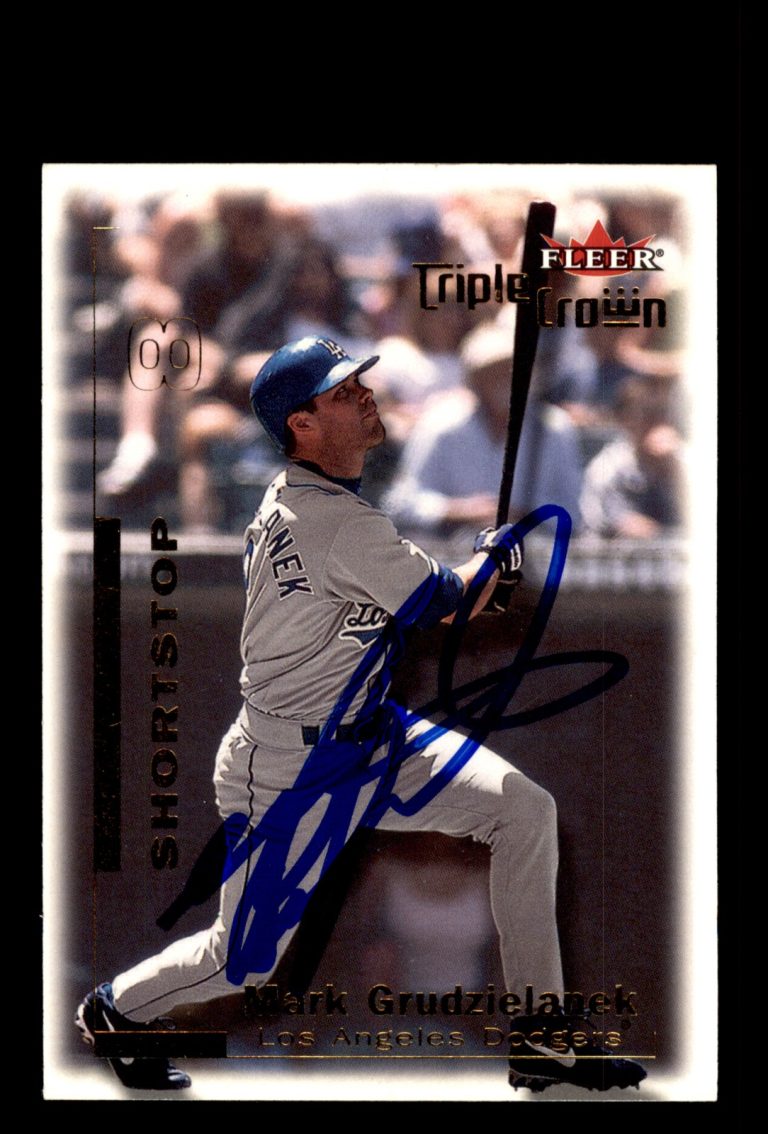 Signed Baseball Card Auto Mark Grudzielanek 2001 Fleer Triple Crown #202 Dodgers