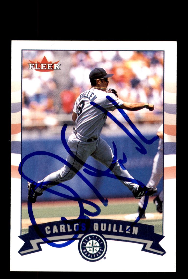 Signed Baseball Card Auto Carlos Guillen 2002 Fleer #141 Seattle Mariners