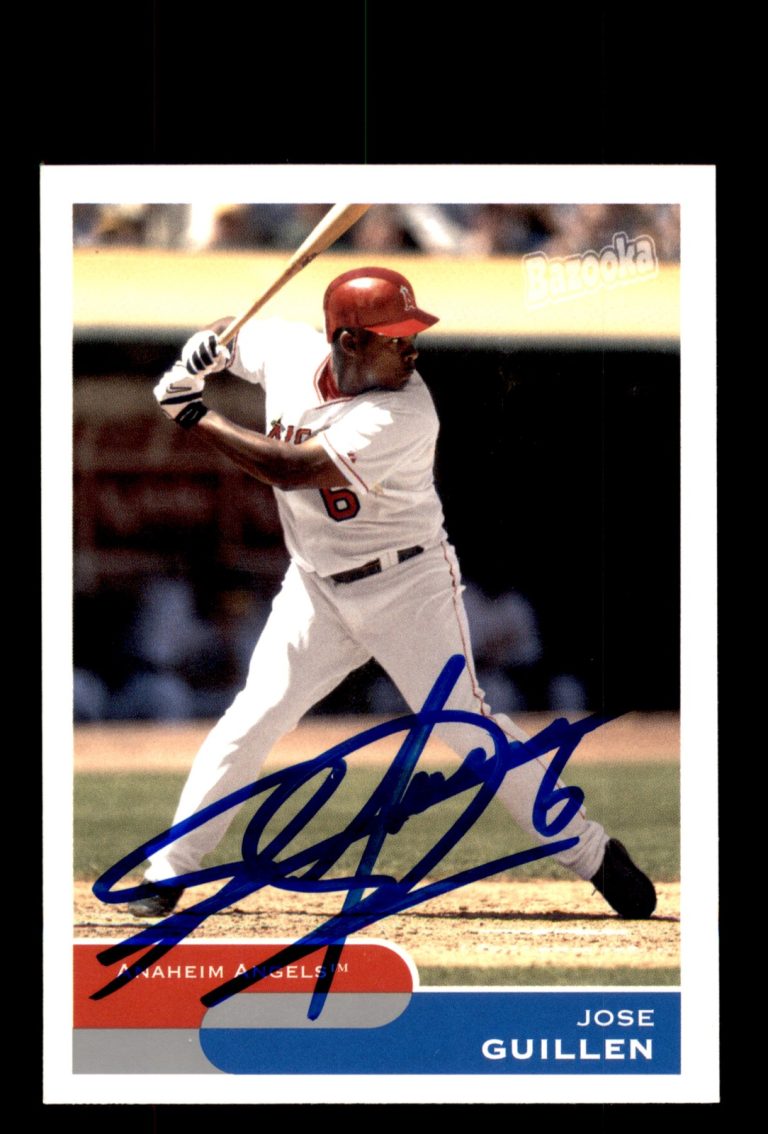 Signed Baseball Card Auto Jose Guillen 2004 Bazooka #171 Anaheim Angels