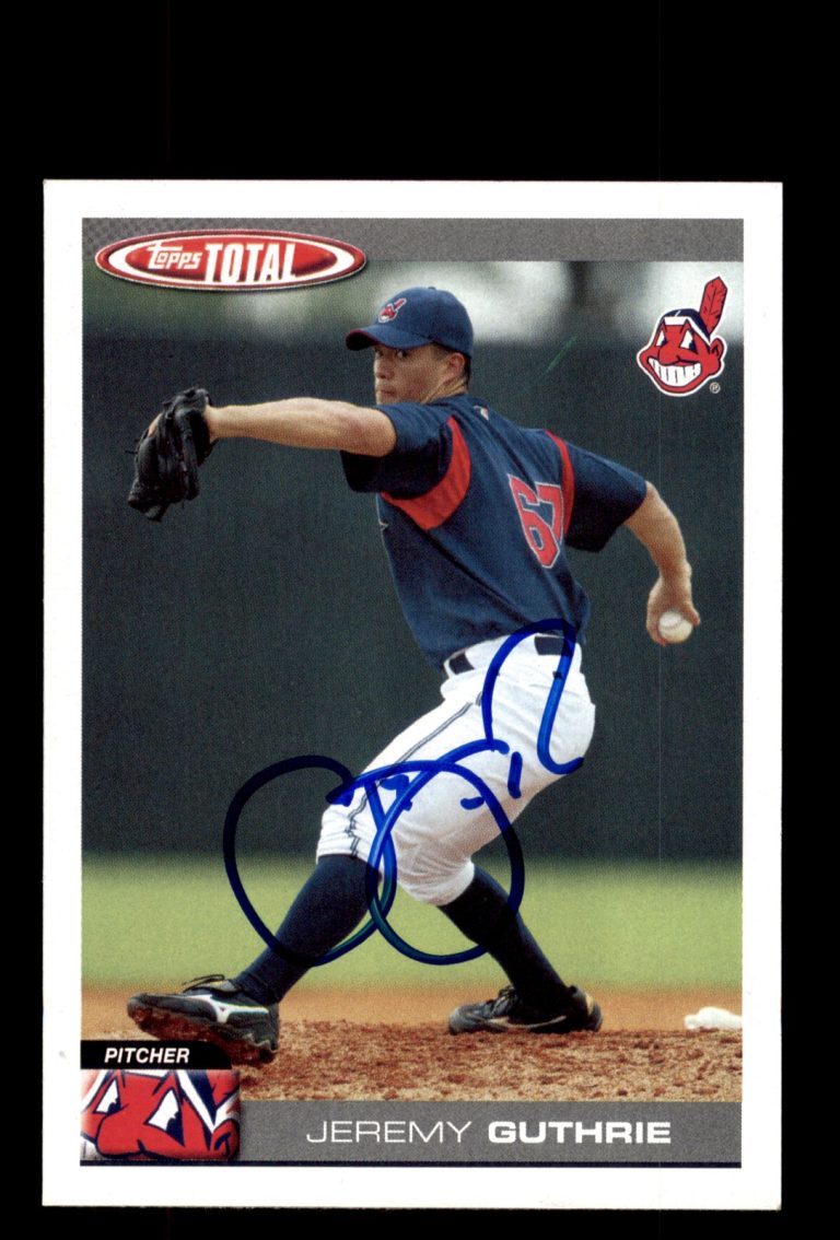 Signed Baseball Card Auto Jeremy Guthrie 2004 Topps Total #757 Cleveland Indians