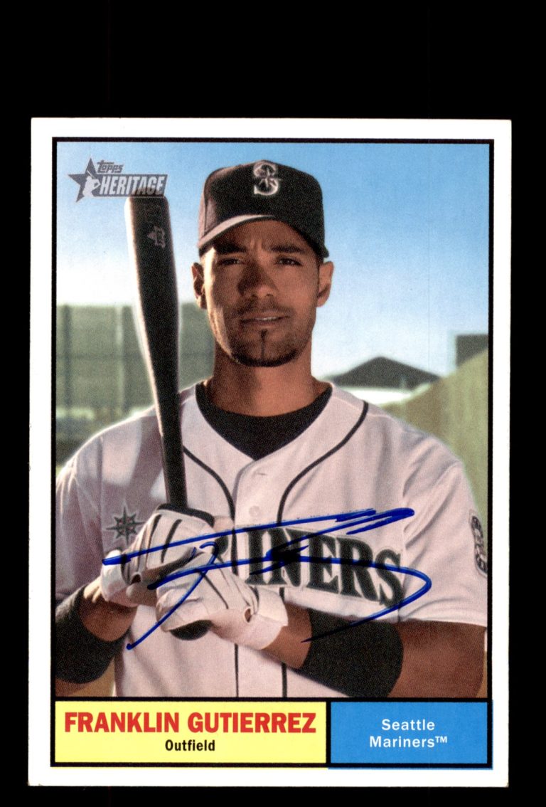Signed Baseball Card Auto Franklin Gutierrez 2010 Topps Heritage #389 Mariners
