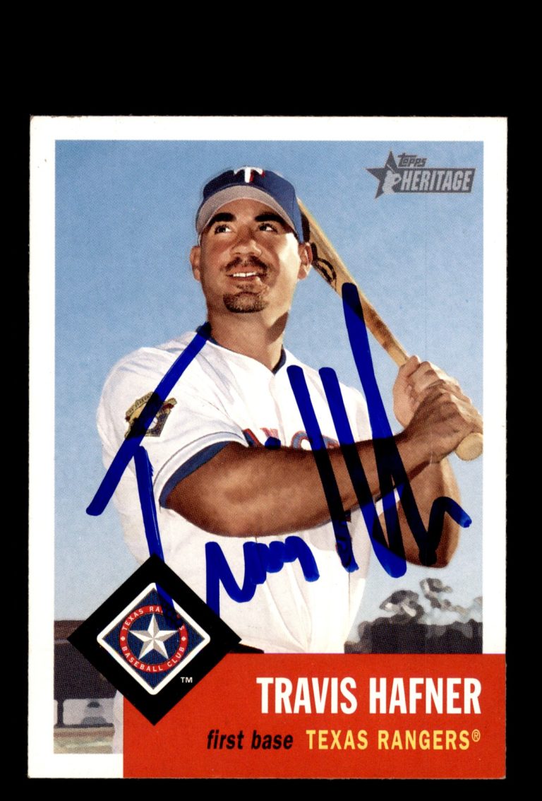 Signed Baseball Card Auto Travis Hafner 2002 Topps Heritage #302 Texas Rangers