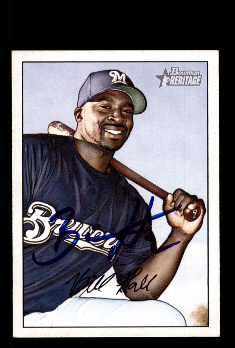 Signed Baseball Card Auto Bill Hall 2007 Bowman Heritage #92 Milwaukee Brewers