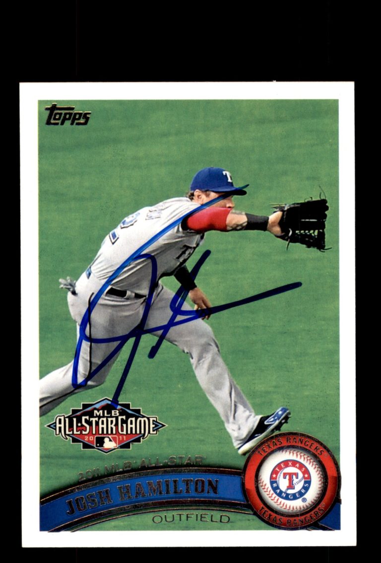 Signed Baseball Card Auto Josh Hamilton 2011 Topps Update #US38a Texas Rangers