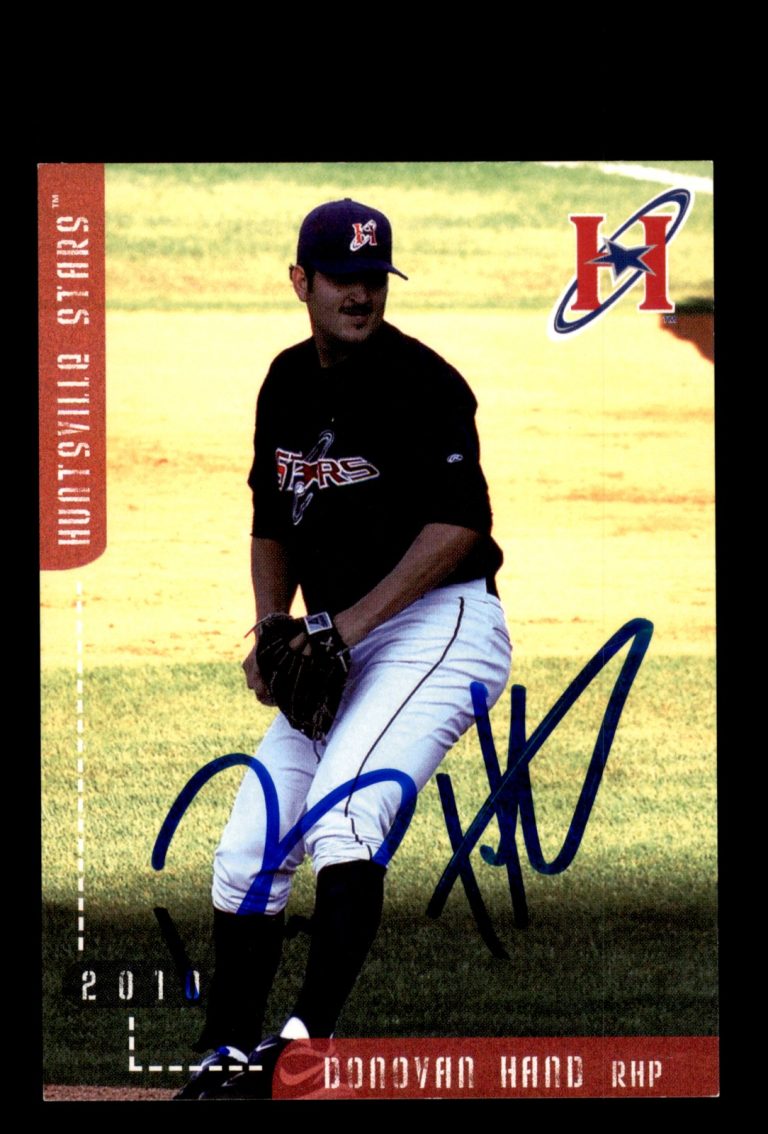 Signed Baseball Card Auto Donovan Hand 2010 Grandstand Huntsville Stars