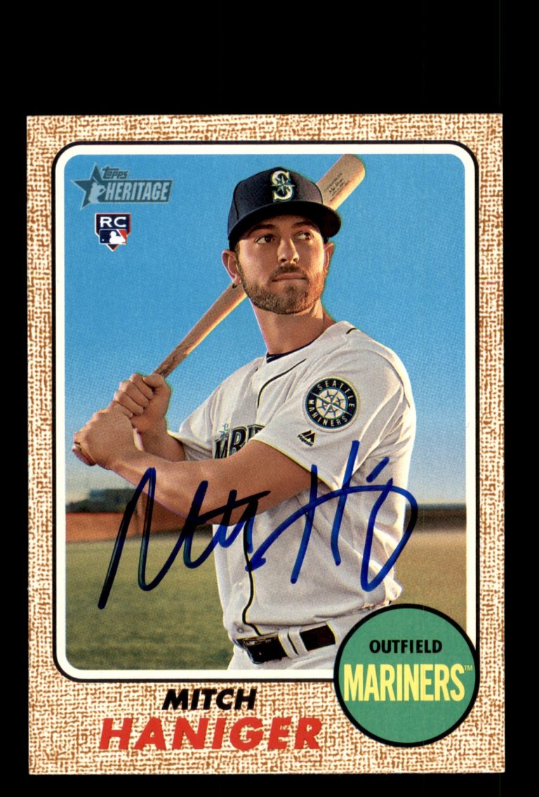 Signed Baseball Card Auto Mitch Haniger 2017 Topps Heritage #676 Mariners