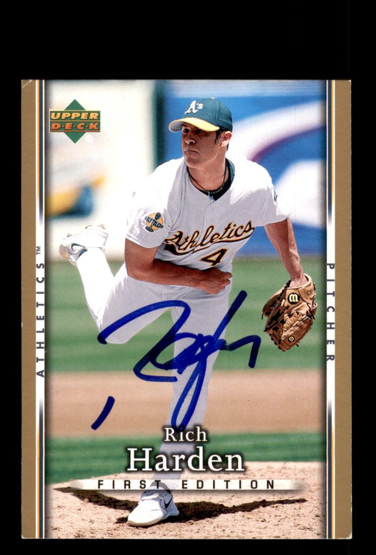 Signed Baseball Card Auto Rich Harden 2007 Upper Deck First Edition #132 A's