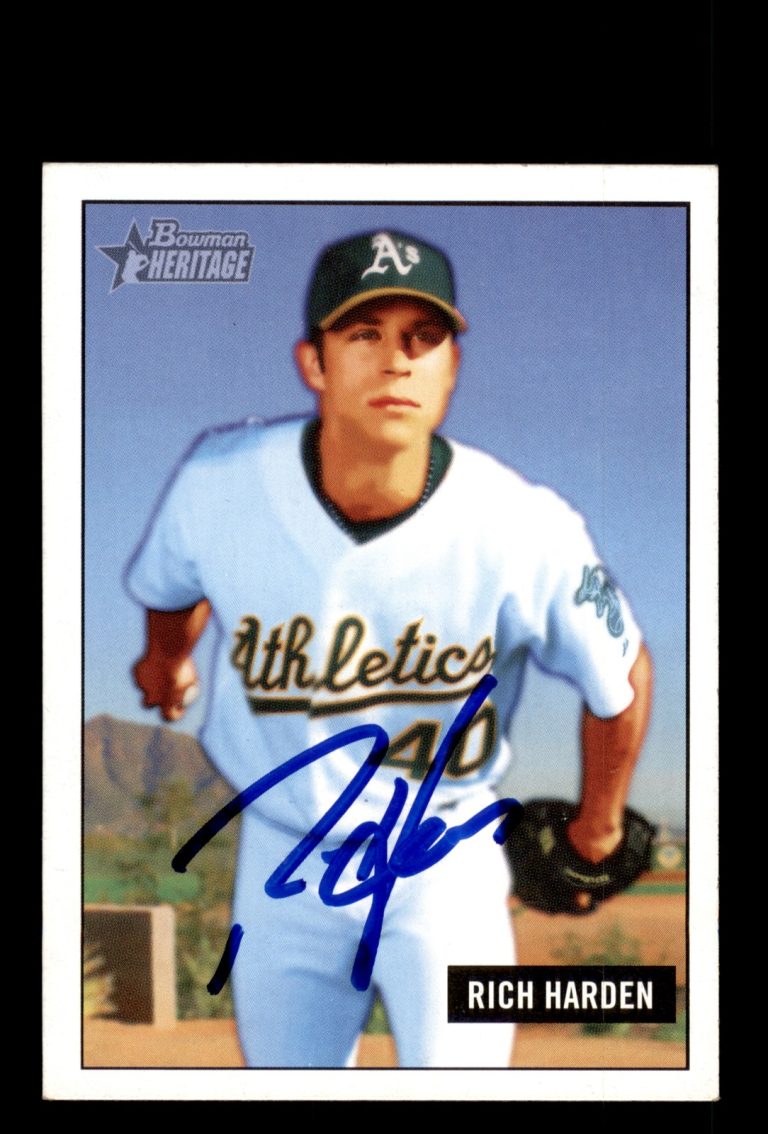 Signed Baseball Card Auto Rich Harden 2005 Bowman Heritage #33 Oakland Athletics