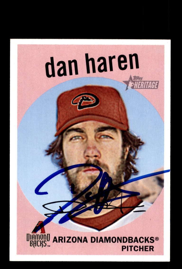 Signed Baseball Card Auto Dan Haren 2008 Topps Heritage #243 Diamondbacks
