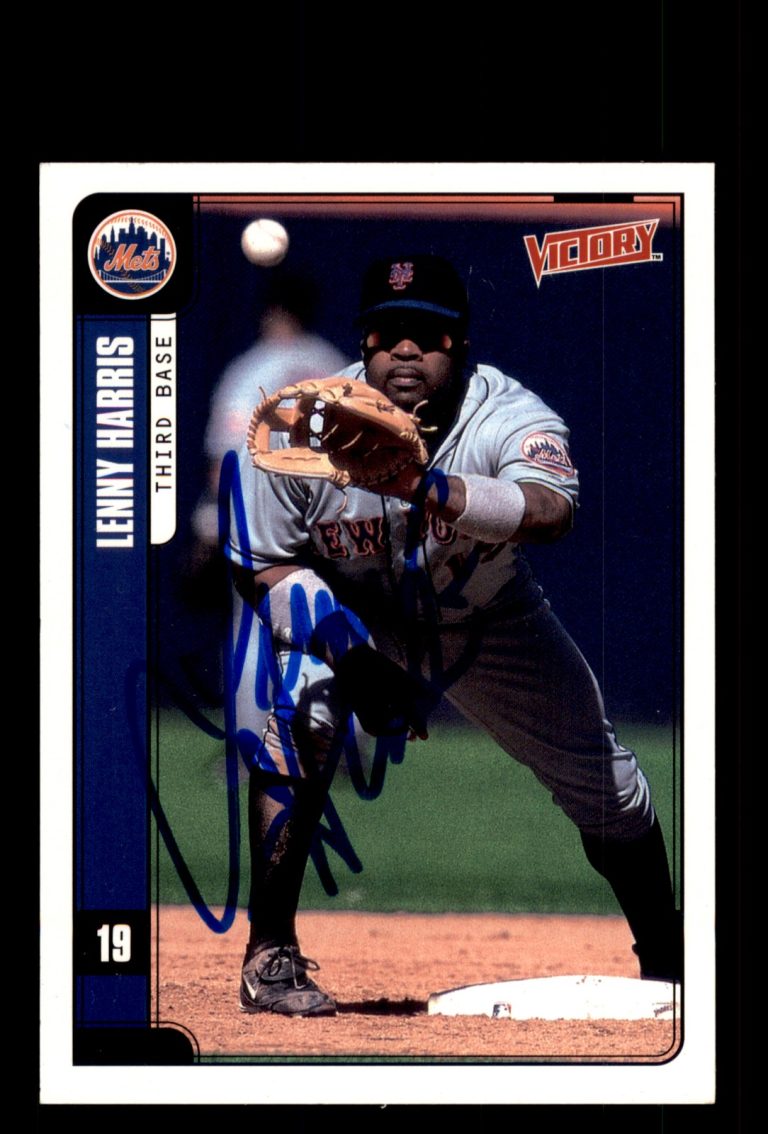 Signed Baseball Card Auto Lenny Harris 2001 Upper Deck Victory #451 Mets