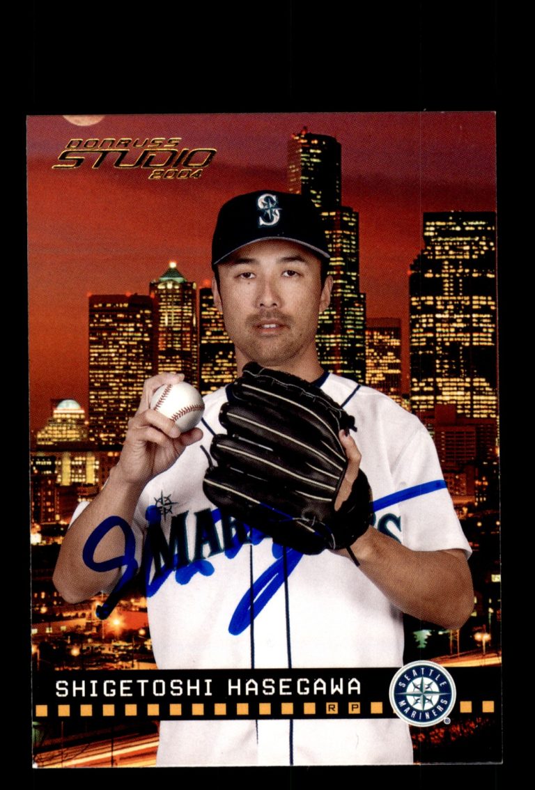 Signed Baseball Card Auto Shigetoshi Hasegawa 2004 Donruss Studio #177 Japan