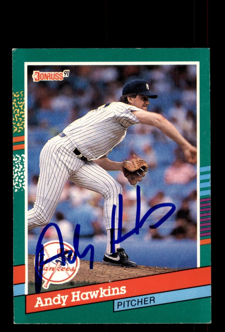 Signed Baseball Card Auto Andy Hawkins 1991 Donruss #611 New York Yankees