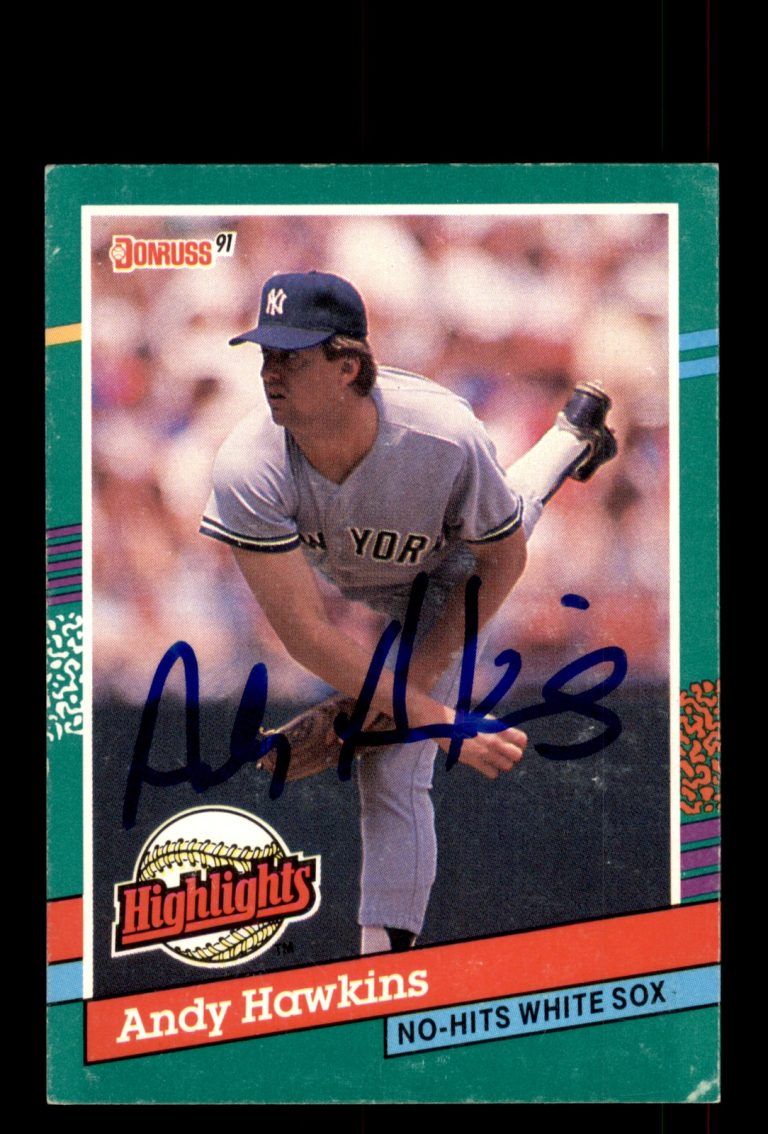 Signed Baseball Card Auto Andy Hawkins 1991 Donruss #BC-12 New York Yankees