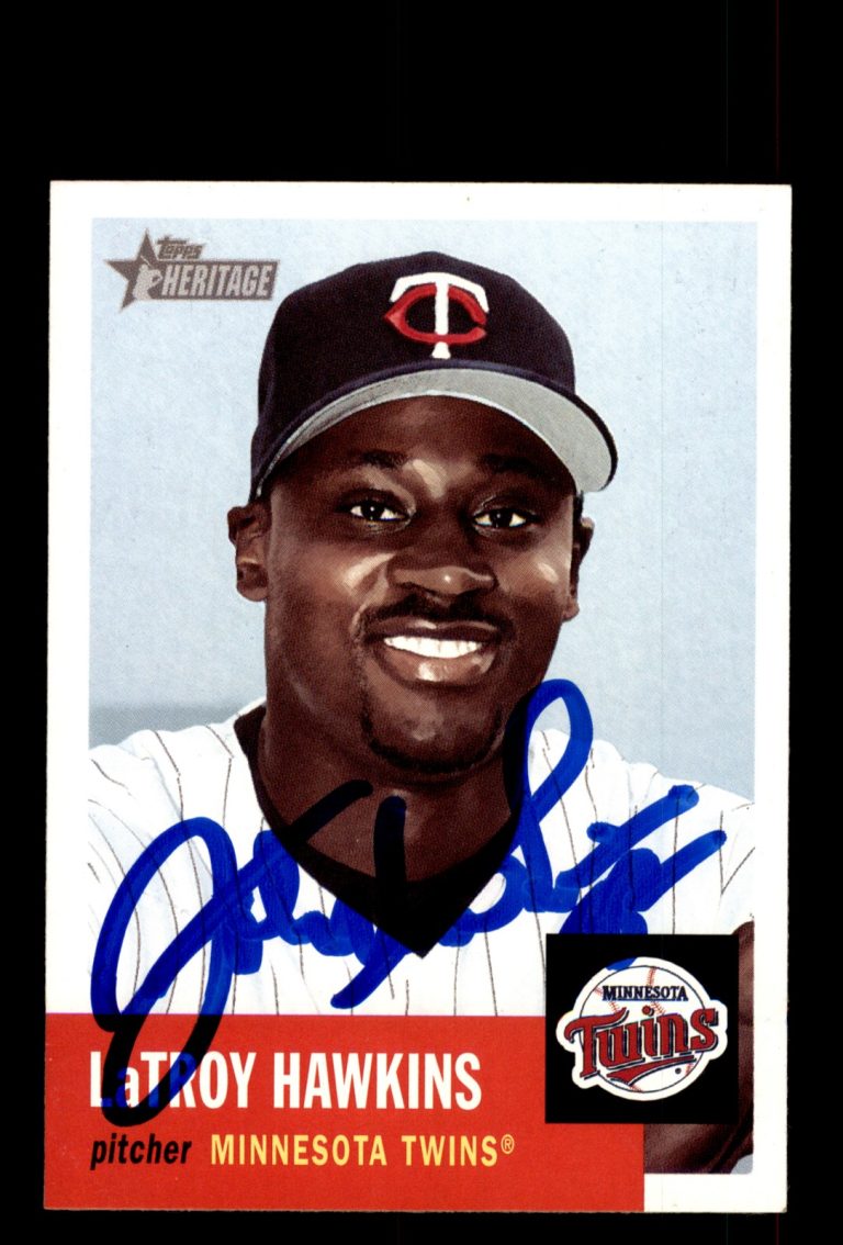 Signed Baseball Card Auto LaTroy Hawkins 2002 Topps Heritage #297 Twins