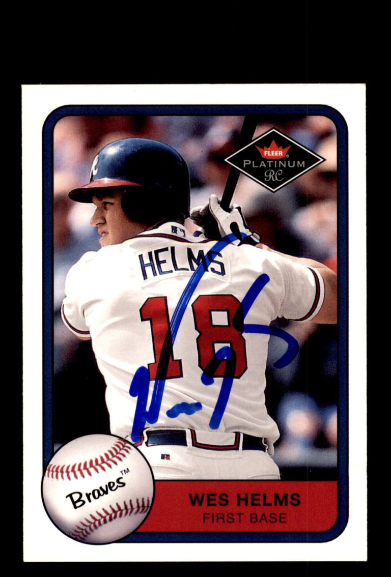 Signed Baseball Card Auto Wes Helms 2001 Fleer Platinum #334 Atlanta Braves