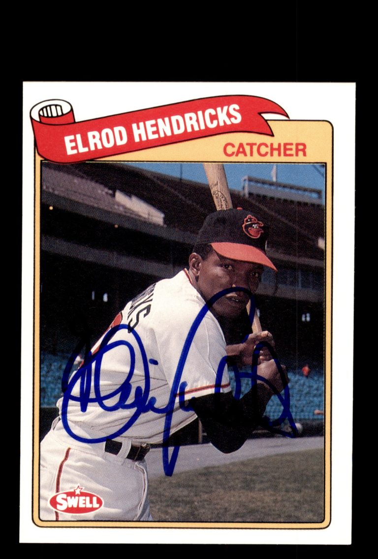 Signed Baseball Card Auto Elrod Ellie Hendricks 1989 Swell Baseball Greats #64