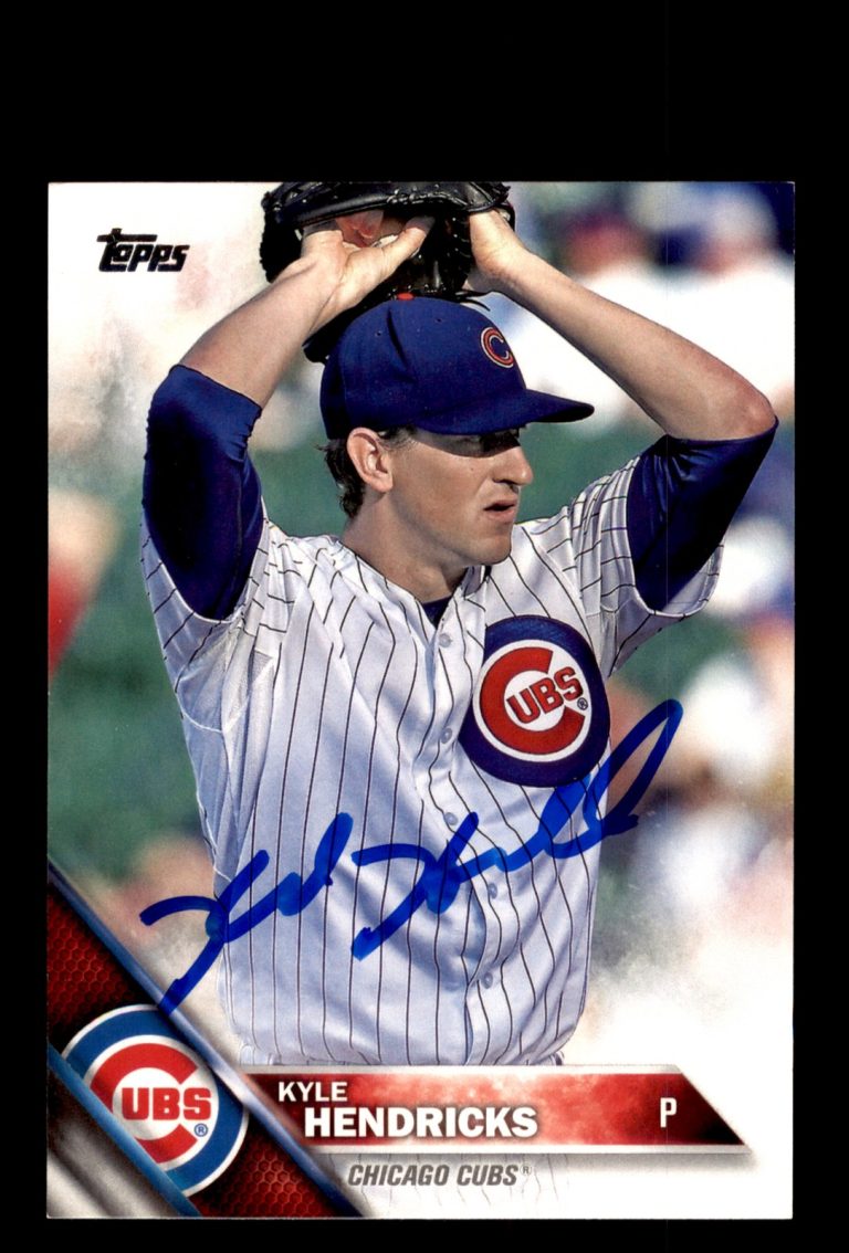 Signed Baseball Card Auto Kyle Hendricks 2016 Topps #314 Chicago Cubs