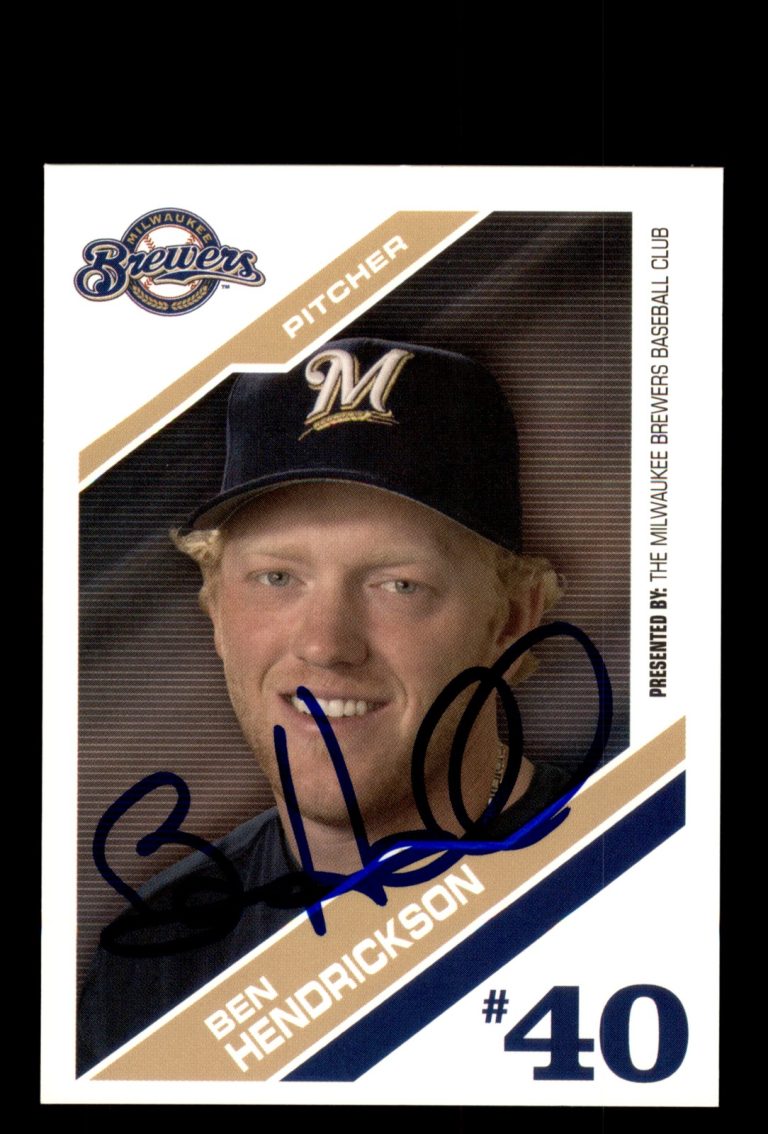 Signed Baseball Card Auto Ben Hendrickson 2006 Milwaukee Brewers Police