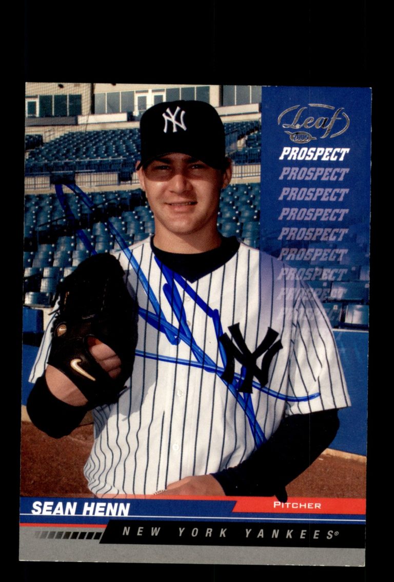 Signed Baseball Card Auto Sean Henn 2005 Leaf #246 New York Yankees