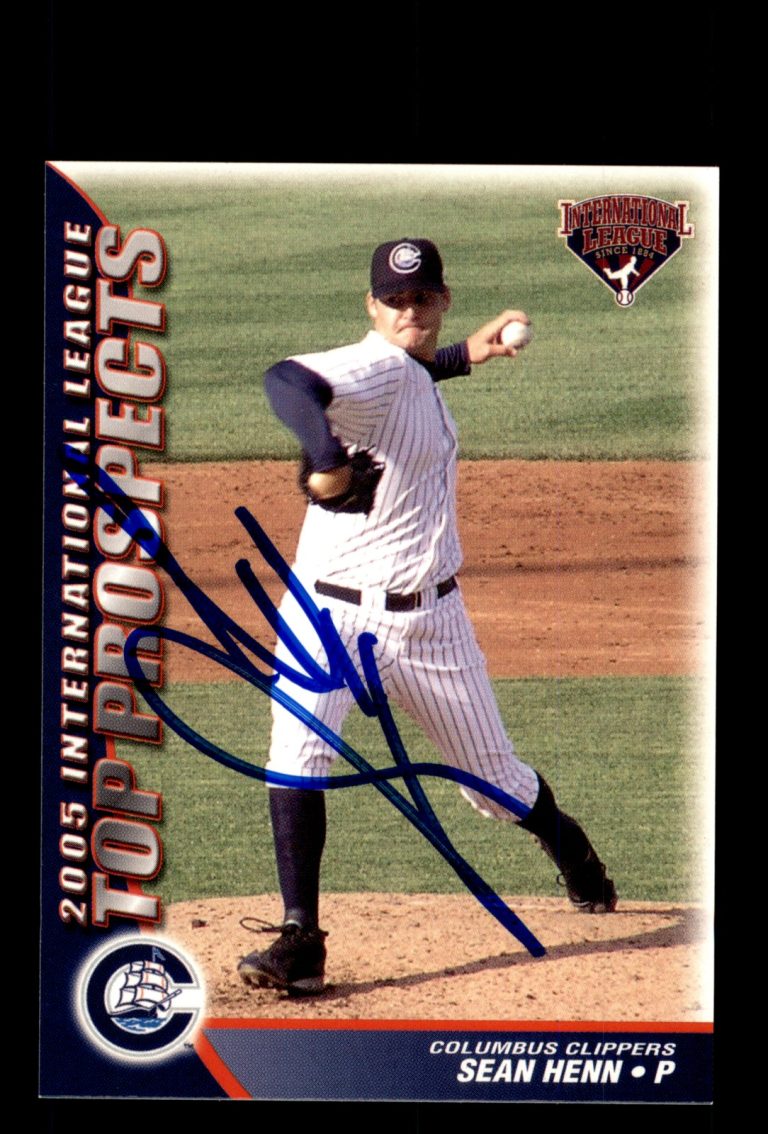 Signed Baseball Card Auto Sean Henn 2005 International League Top Prospects