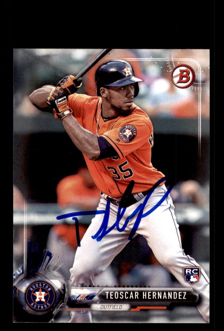 Signed Baseball Card Auto Teoscar Hernandez 2017 Bowman #26 Houston Astros