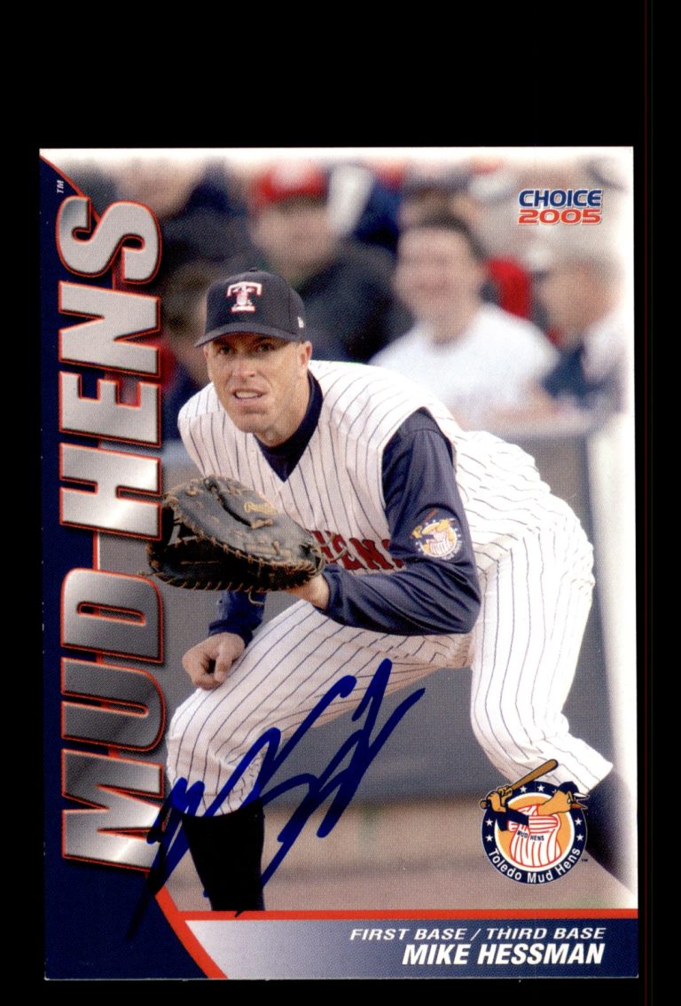Signed Baseball Card Auto Mike Hessman 2005 Choice Toledo Mud Hens