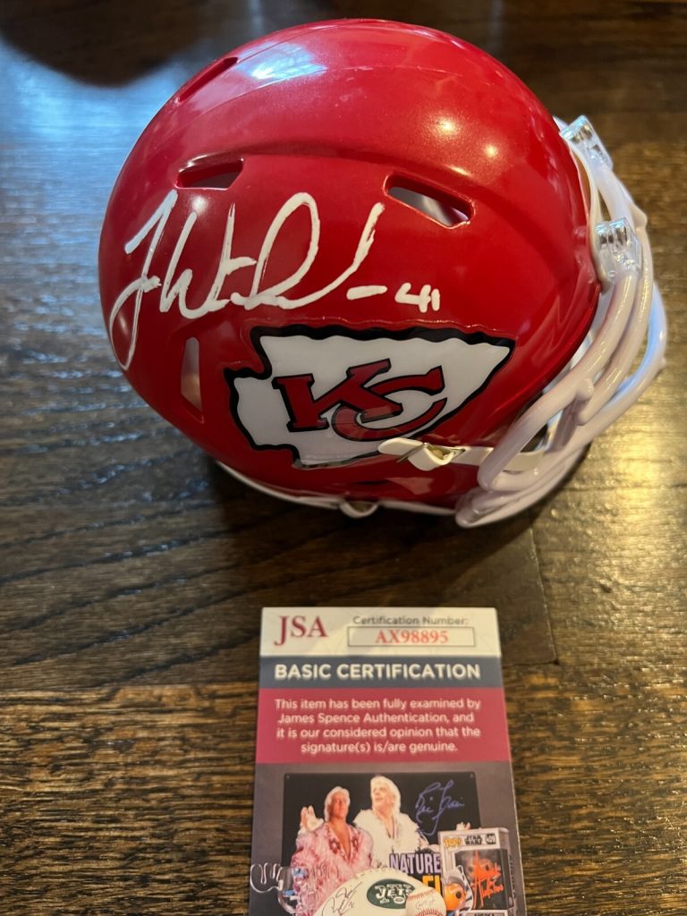JAMES WINCHESTER SIGNED FOOTBALL MINI HELMET KANSAS CITY CHIEFS AUTO OU JSA COA