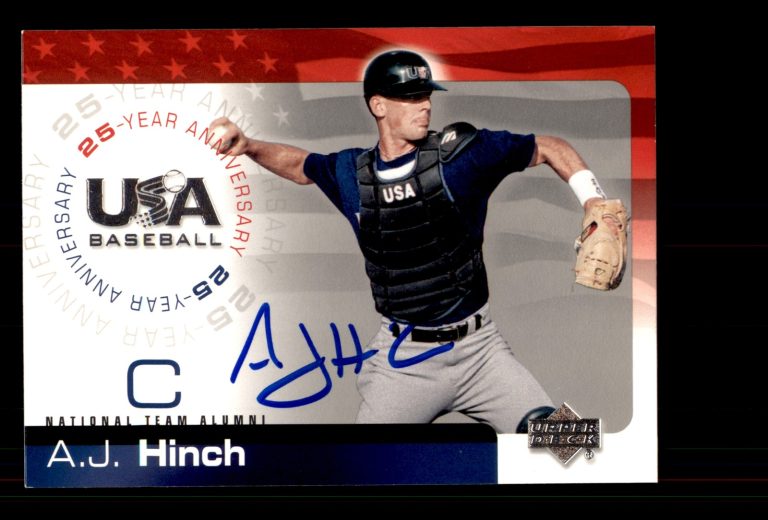 Signed Baseball Card Auto A.J. Hinch 2004 Upper Deck USA #USA-85