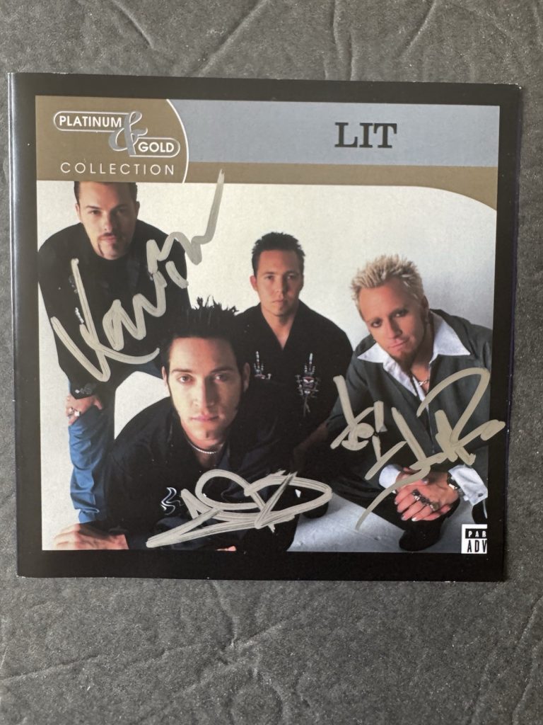 LIT BAND SIGNED AUTOGRAPHED x3 PLATINUM AND GOLD COLLECTION CD JSA COA ROCK ROLL