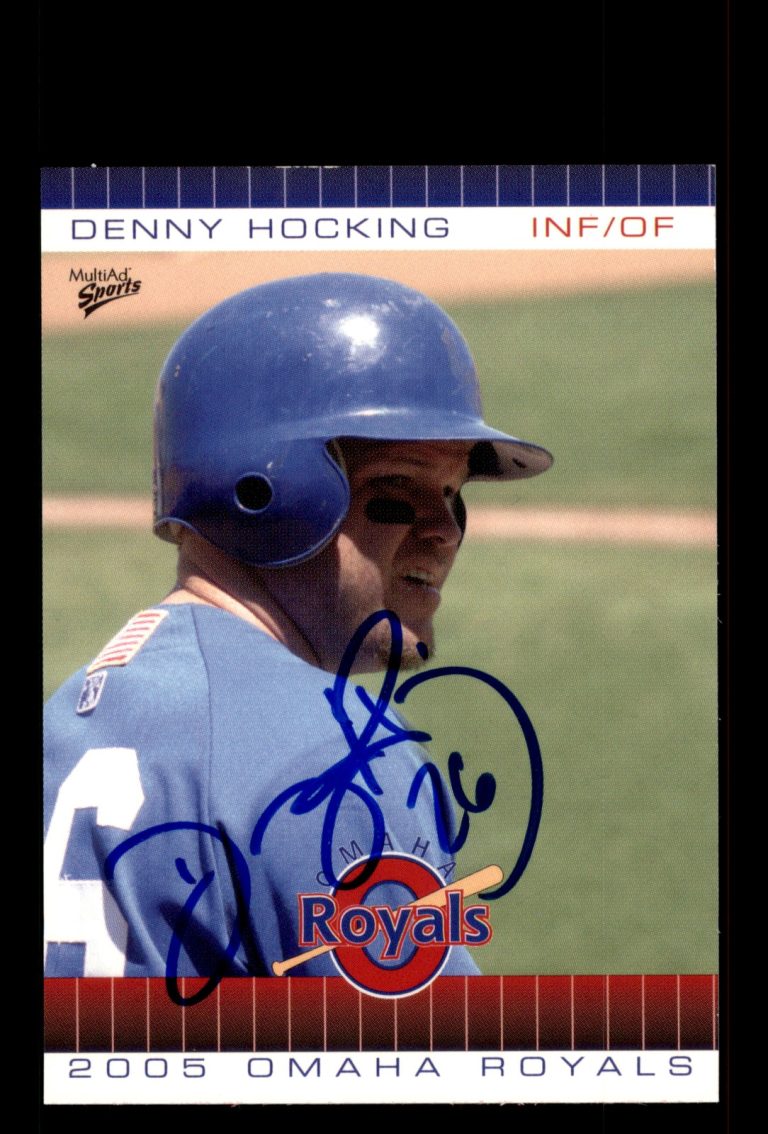 Signed Baseball Card Auto Denny Hocking 2005 MultiAd Omaha Royals