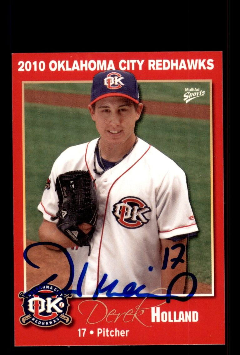 Signed Baseball Card Auto Derek Holland 2010 MultiAd Oklahoma City RedHawks