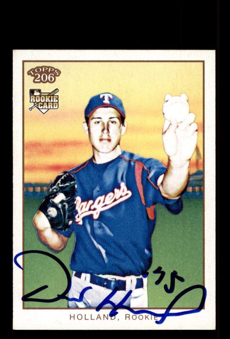Signed Baseball Card Auto Derek Holland 2009 Topps 206 #61 Texas Rangers