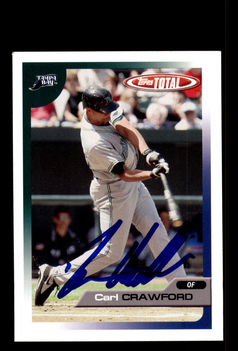 Signed Baseball Card Auto Carl Crawford 2005 Topps Total #80 Devil Rays